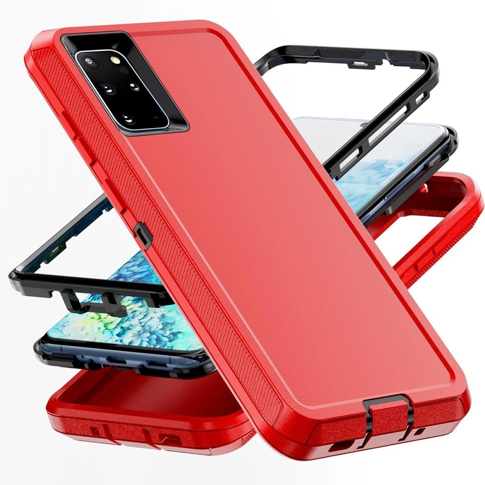 Heavy Duty Shockproof Phone Case‎ Cover for Galaxy S20+ Plus 5G Red